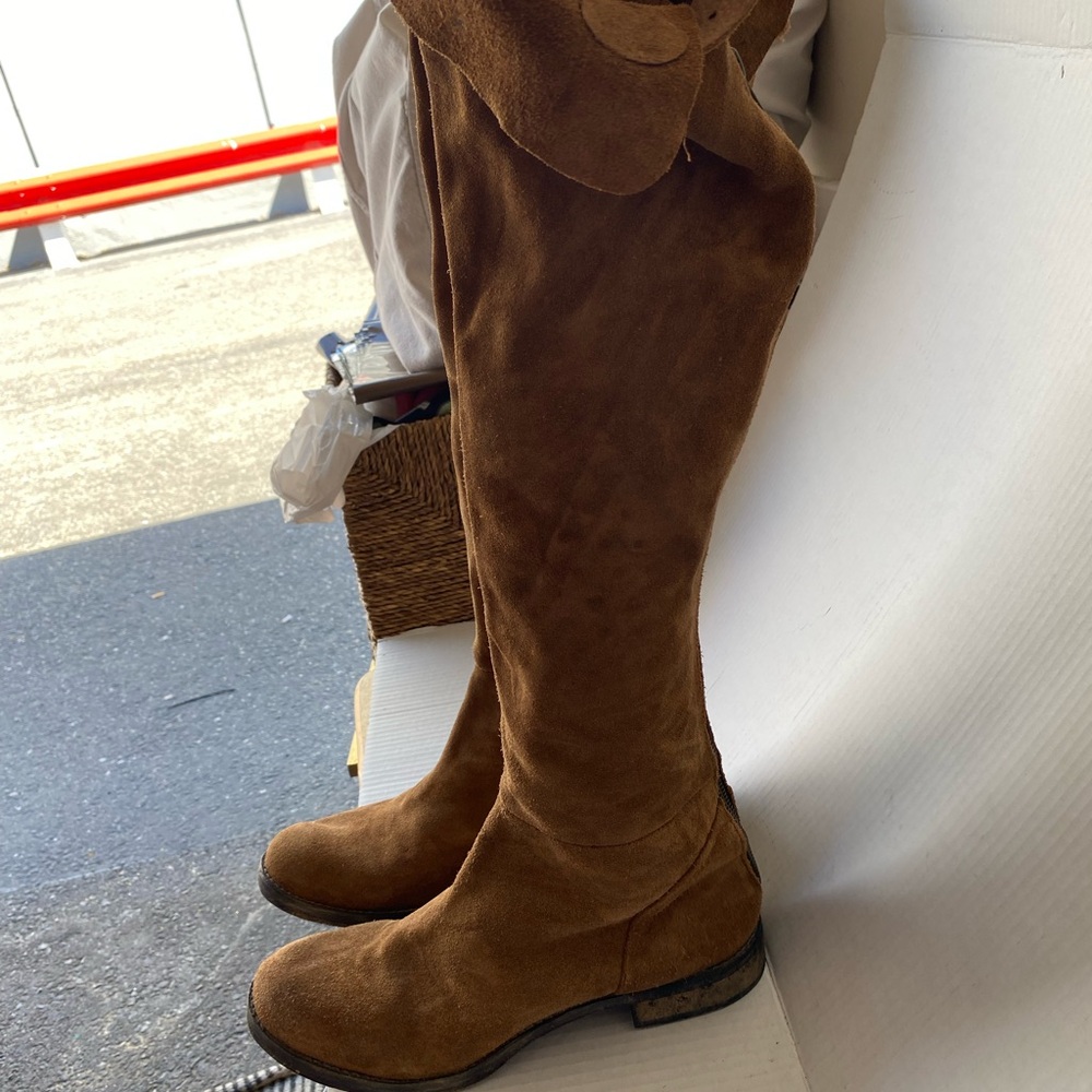 Free People Carlisle Suede Over The Knee Boots Honey Whiskey Size 41 US 10 - Picture 9 of 14
